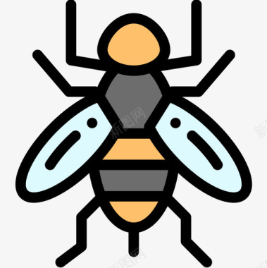 蜜蜂昆虫12线状颜色图标图标
