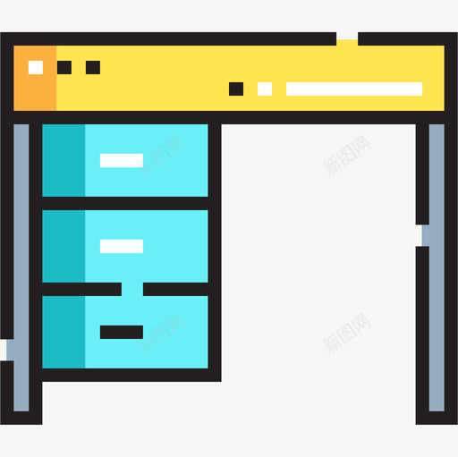 书桌室内14线性颜色图标svg_新图网 https://ixintu.com 书桌 室内设计14 线性颜色