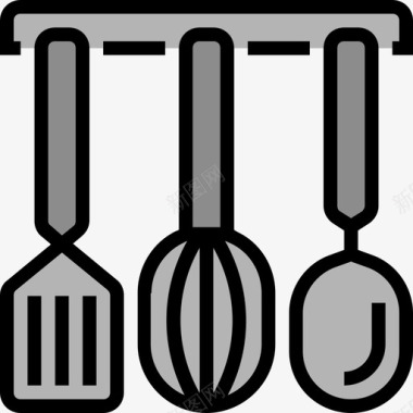 厨房用具厨房和炊具4线性颜色图标图标