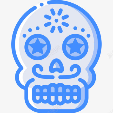 墨西哥头骨南美洲5蓝色图标图标