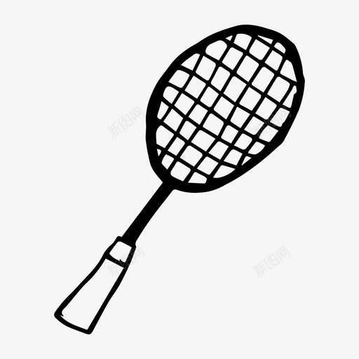 球拍羽毛球素描图标svg_新图网 https://ixintu.com 球拍 素描 网球 羽毛球 运动