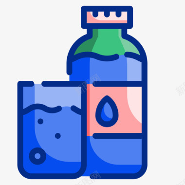 水瓶健康17线性颜色图标图标