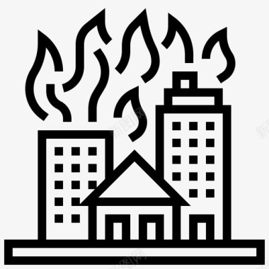 纵火建筑燃烧图标图标