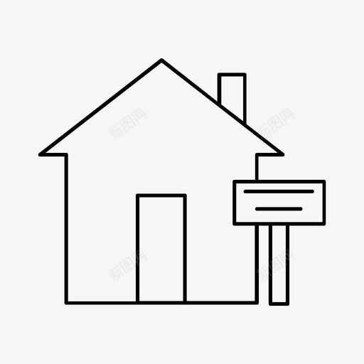 卖房子房子房产图标svg_新图网 https://ixintu.com 卖房 已售 建筑 房产 房地产 房子 细线