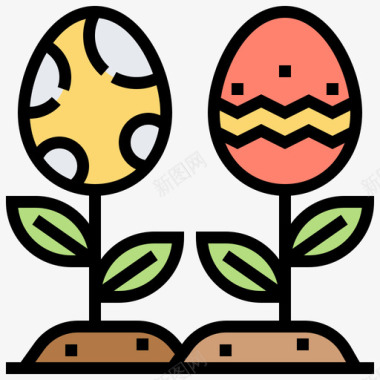 复活节彩蛋复活节46线形颜色图标图标