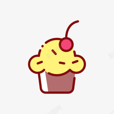 纸杯蛋糕糖果和糖果8线性颜色图标图标
