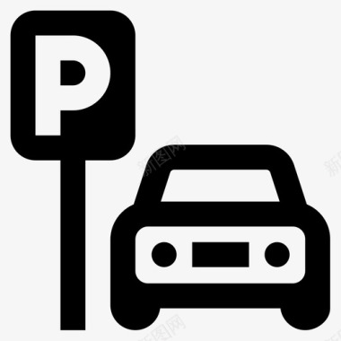 停车场公共交通轮廓图标图标