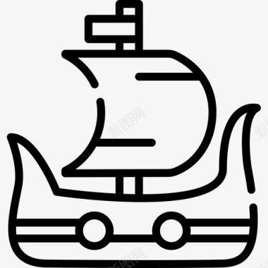 维京船13维京直线型图标图标