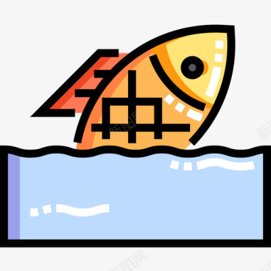 鱼钓鱼16线形颜色图标图标