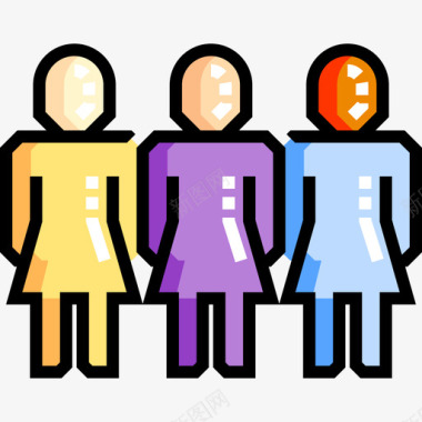 女性女权主义7线性色彩图标图标
