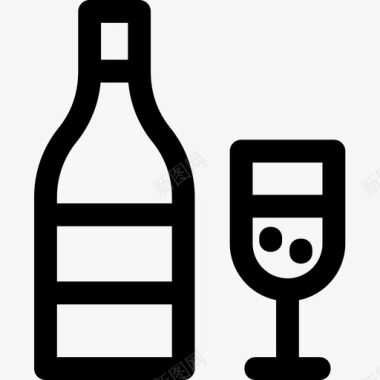 葡萄酒新年46直系图标图标