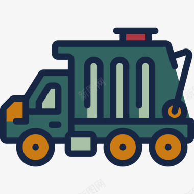 垃圾车运输120线性颜色图标图标
