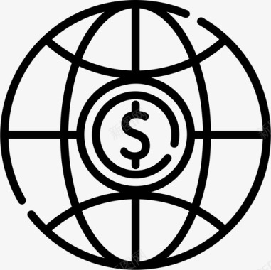 世界范围内货币73直线图标图标