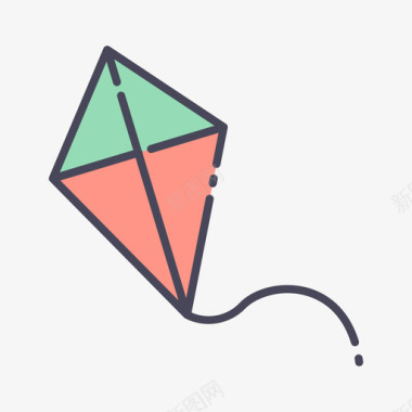 风筝玩具37线性颜色图标图标