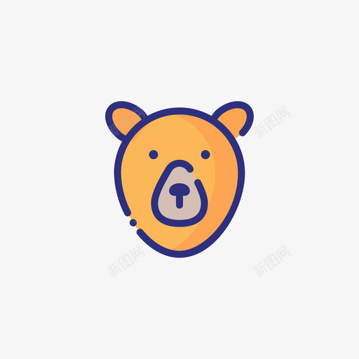 熊动物头7线形颜色图标svg_新图网 https://ixintu.com 动物 线形 颜色