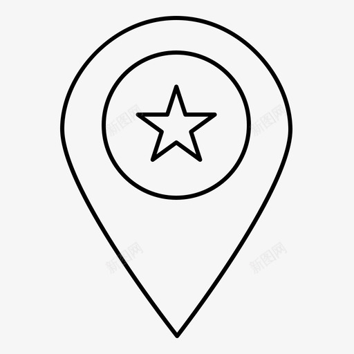 星号收藏夹位置图标svg_新图网 https://ixintu.com 位置 图钉 地图 收藏夹 星号 标记 细线