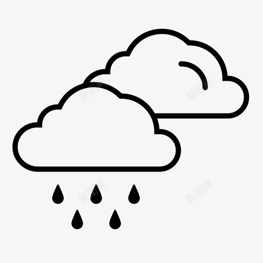 雨云气候雨滴图标svg_新图网 https://ixintu.com 图标 天气 气候 生态 线图 雨云 雨滴