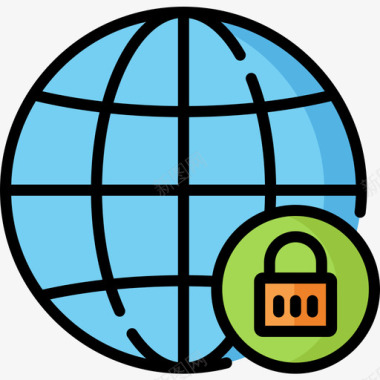 互联网保护安全4线性颜色图标图标