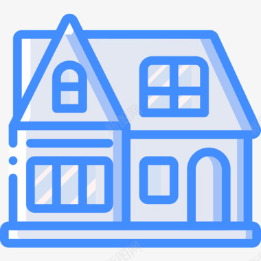 豪宅住宅4蓝色图标图标
