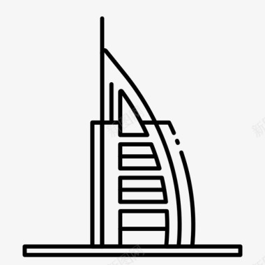 迪拜阿拉伯联合酋长国迪拜的地标性旅游目的地图标图标