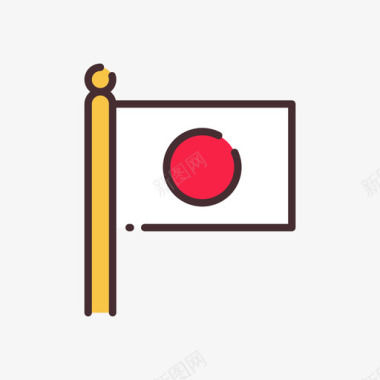 国旗日本45线颜色图标图标
