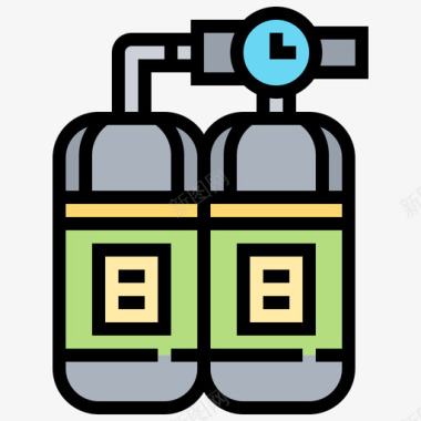 氧气罐潜水16线性颜色图标图标