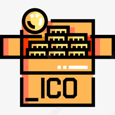 Ico区块链21线性颜色图标图标