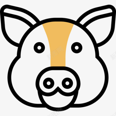 猪动物头5黄影图标图标