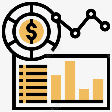统计经济5黄色阴影图标图标