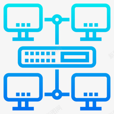 网络计算机和网络3梯度图标图标