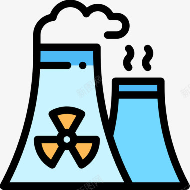 核电站核能12线性颜色图标图标