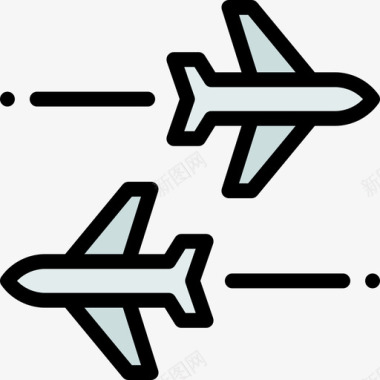 飞机航空33线性颜色图标图标