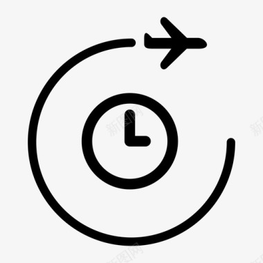 机场时间时钟航班图标图标