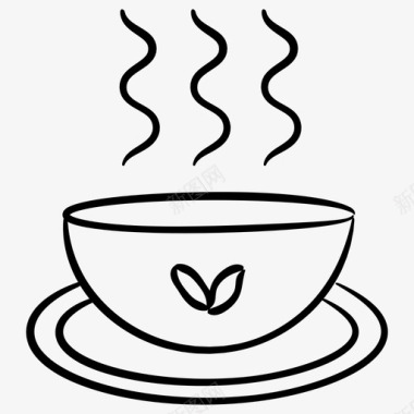 热茶咖啡店手绘图标图标