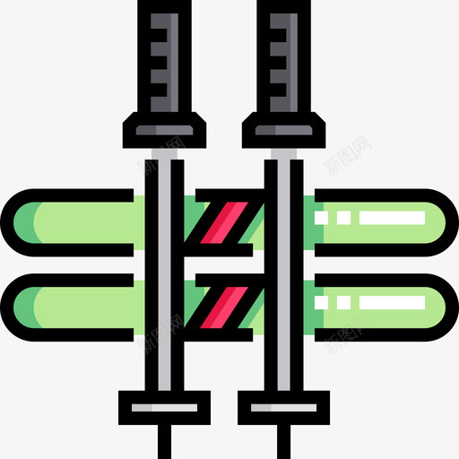 滑雪板冬季50线性颜色图标svg_新图网 https://ixintu.com 冬季 滑雪板 线性 颜色