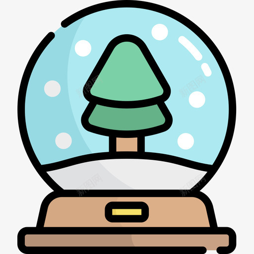 雪花地球仪圣诞154线性颜色图标svg_新图网 https://ixintu.com 圣诞154 线性颜色 雪花地球仪