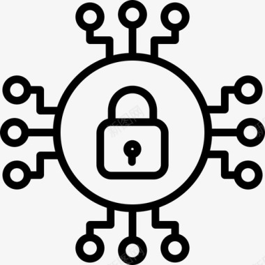挂锁网络安全8线性图标图标