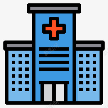 医院城市元素47线性颜色图标图标