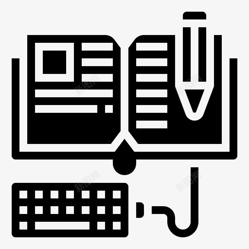 电子书课程教育图标svg_新图网 https://ixintu.com 在线教育字形 学习 教育 电子书 课程