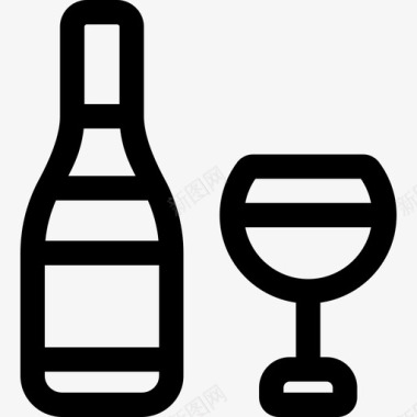葡萄酒圣诞食品饮料5线性图标图标