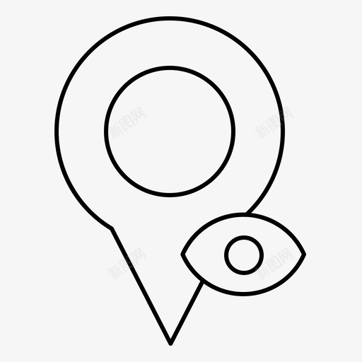眼睛位置地图图标svg_新图网 https://ixintu.com 位置 地图 指针 眼睛 细线