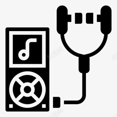 音乐播放器音乐和多媒体7字形图标图标