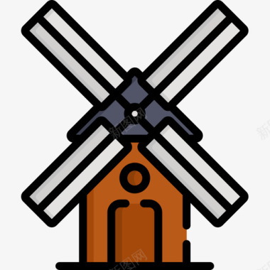 风车荷兰11线性颜色图标图标