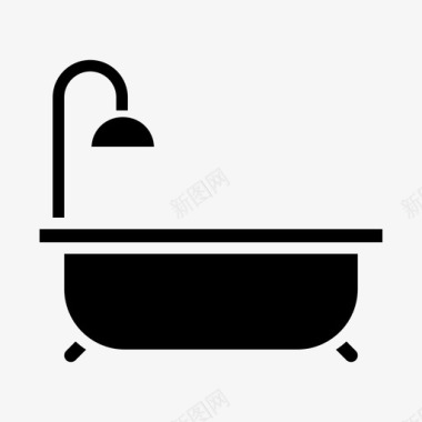 浴缸浴室30实心图标图标