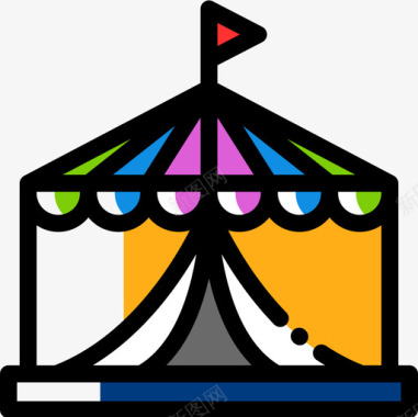 马戏团城市元素39色彩省略图标图标