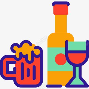 酒精饮料生活方式13线性颜色图标图标