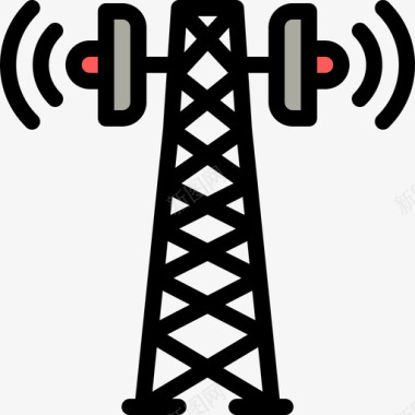 通信塔公共服务线颜色图标图标
