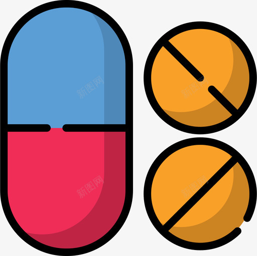 胶囊医用148线性颜色图标svg_新图网 https://ixintu.com 医用 线性 胶囊 颜色