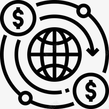 全球商业概念9线性图标图标
