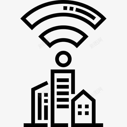 Wifi智能城市14线性图标svg_新图网 https://ixintu.com Wifi 城市 智能 线性
